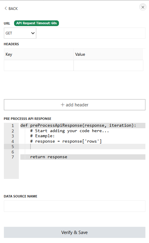 Configuring an API as a datasource