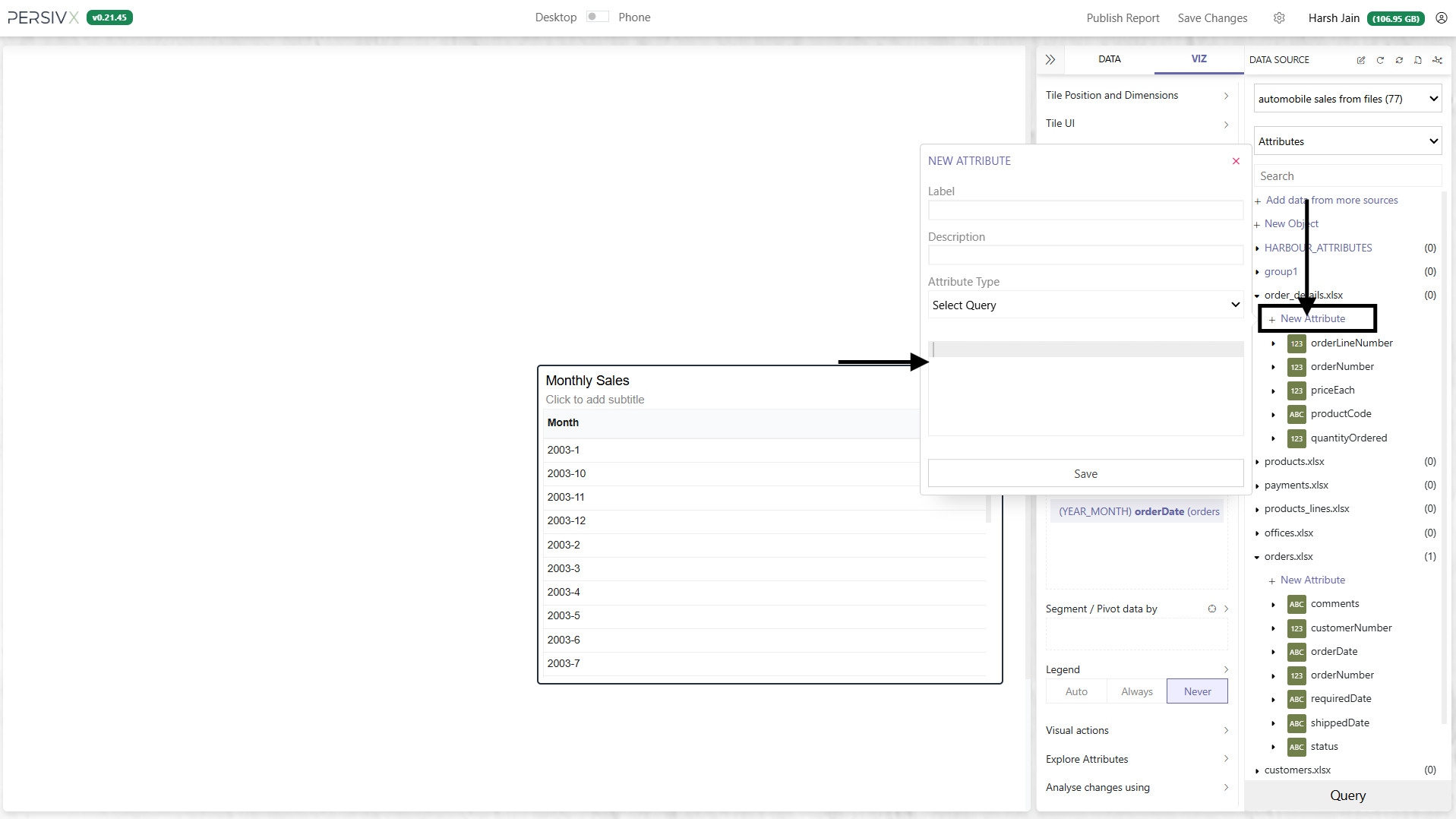 Creating a new attribute under a table