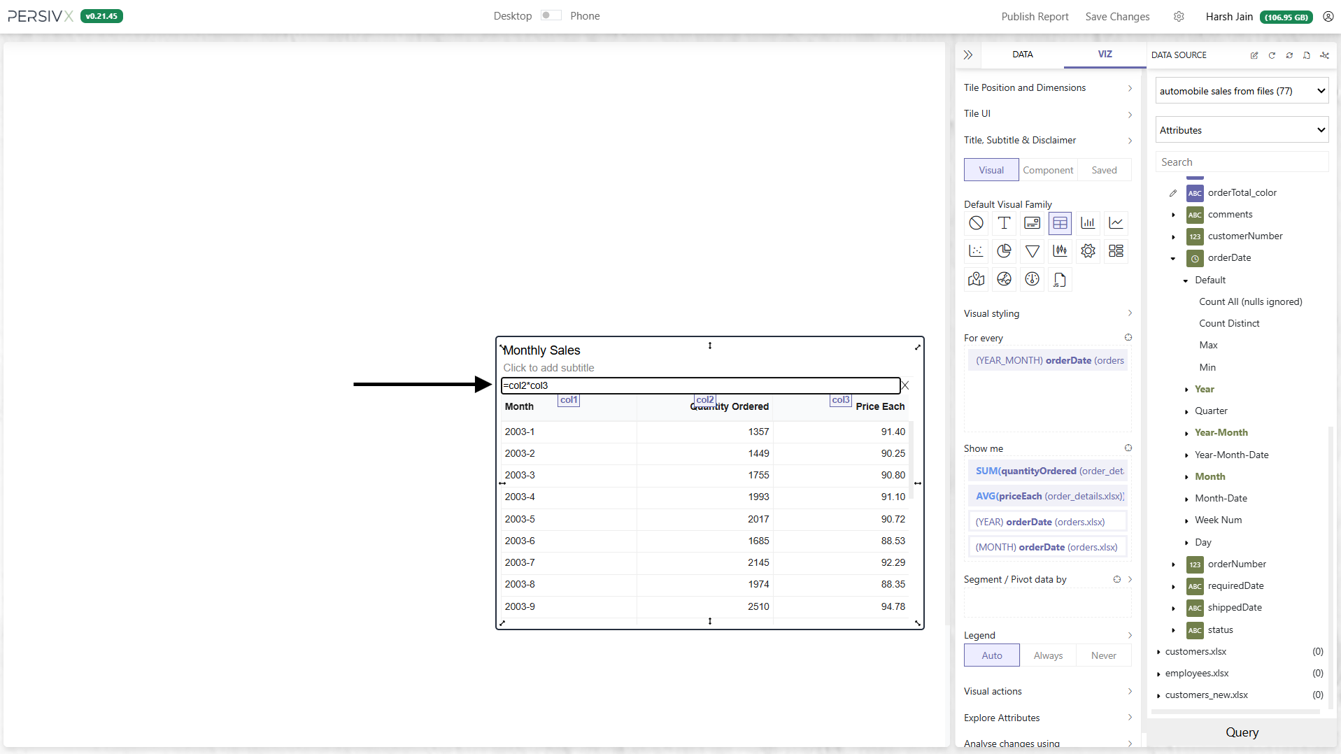 Entering a formula in the formula bar
