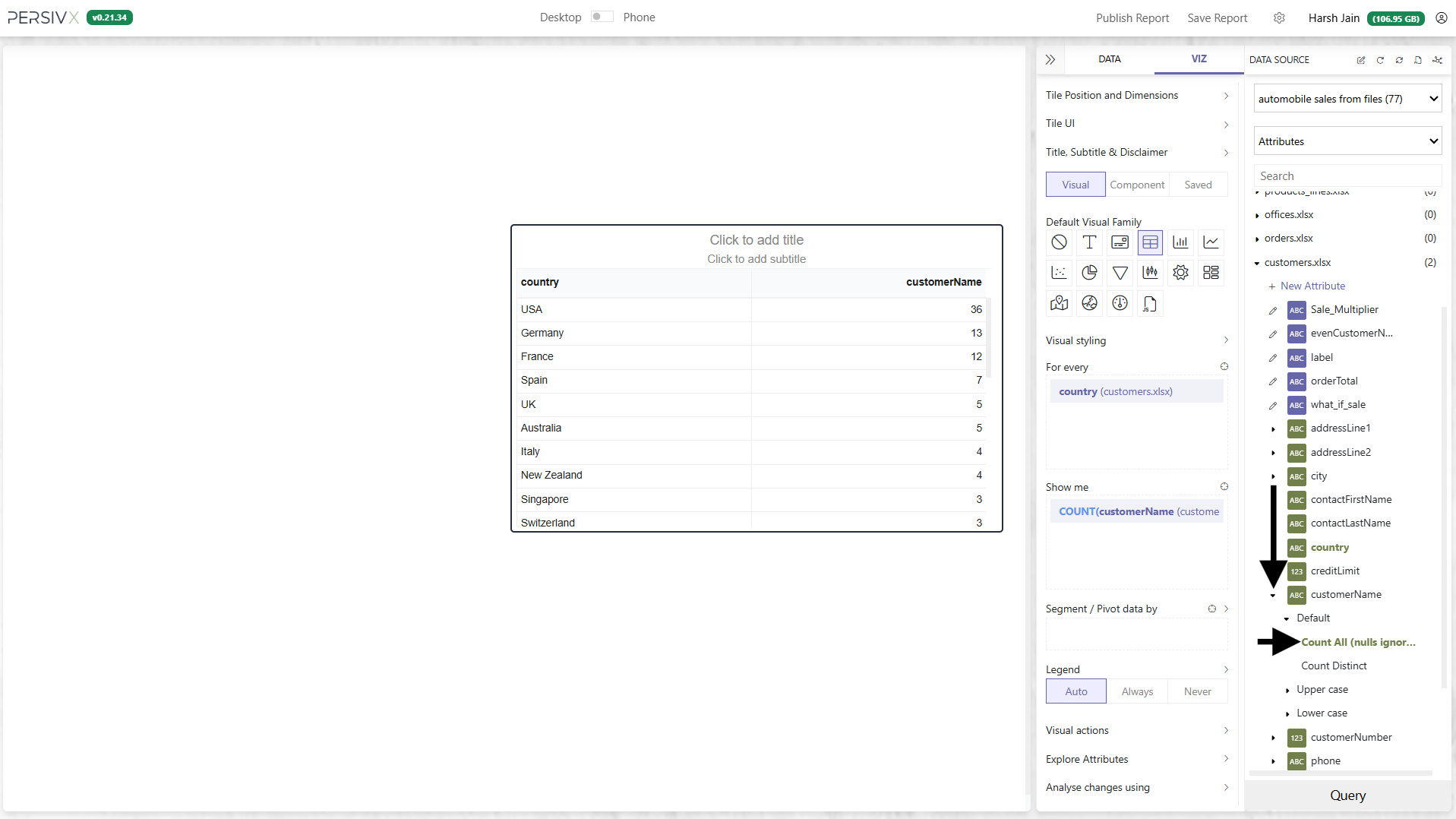 Choosing the Count All aggregator