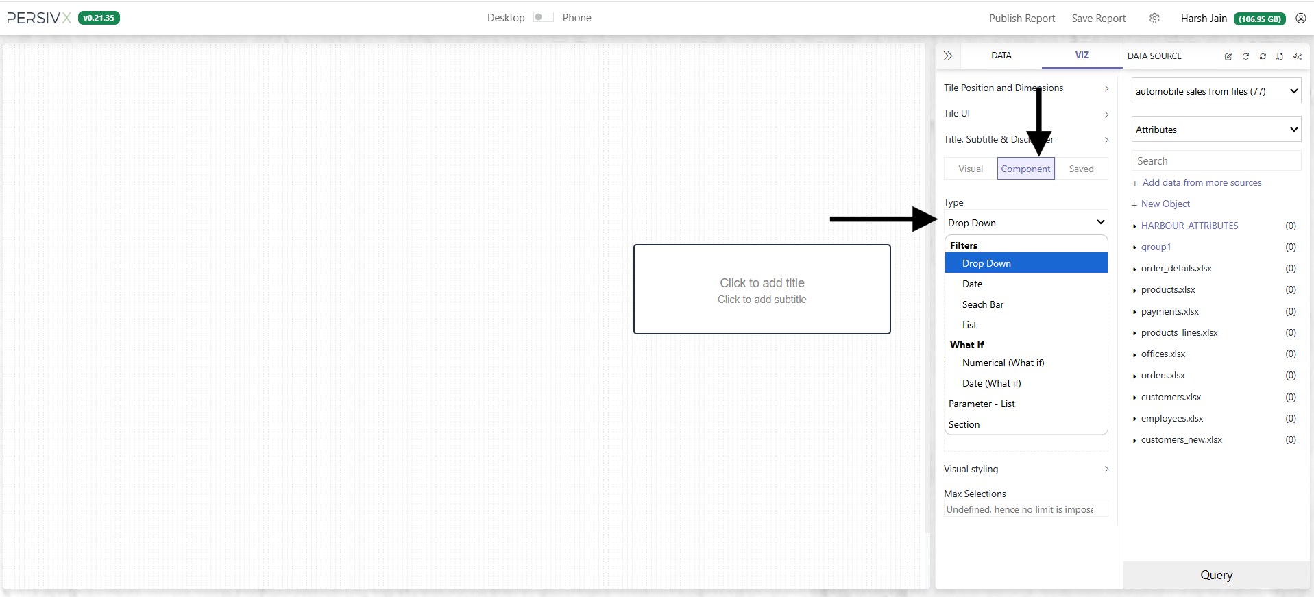 Choosing a filter component type