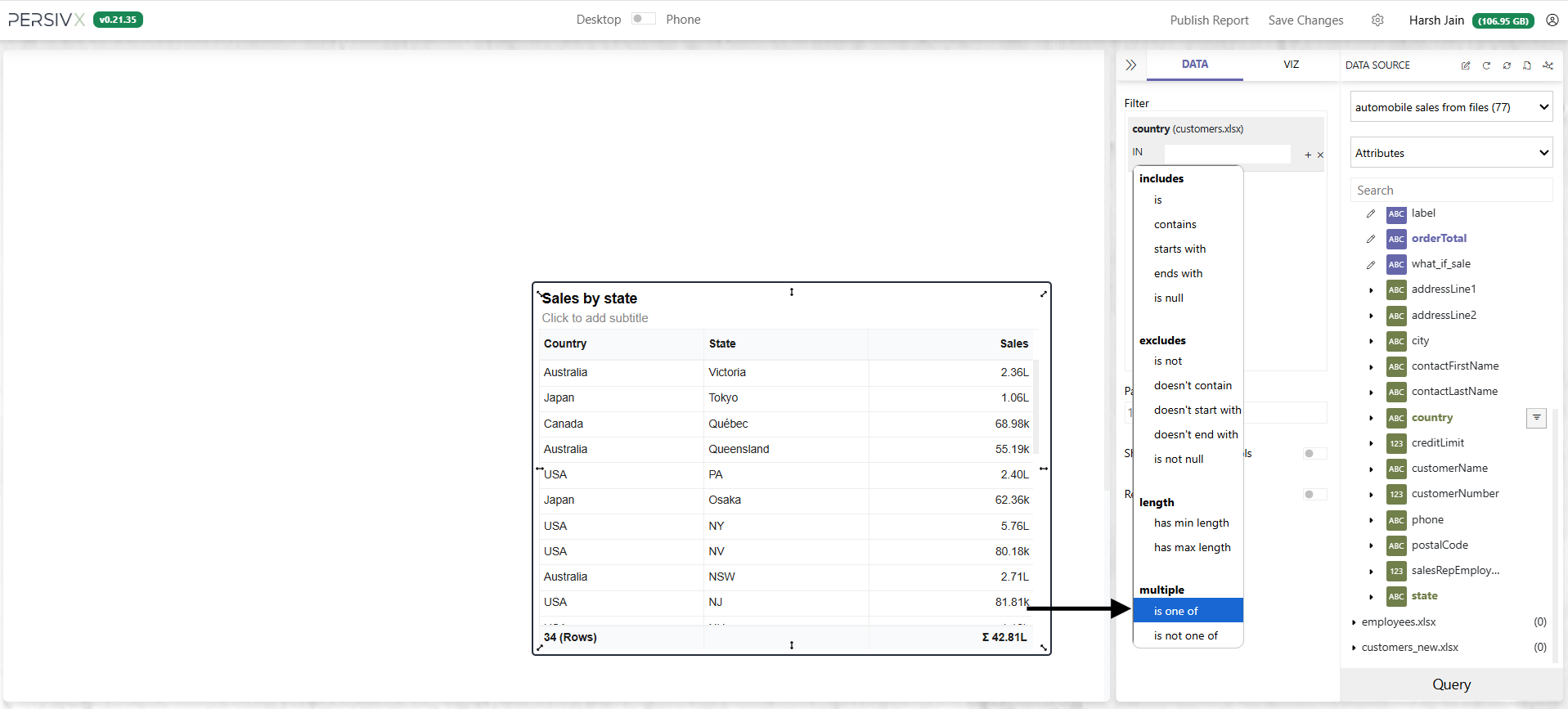 Choosing the is one of filter type
