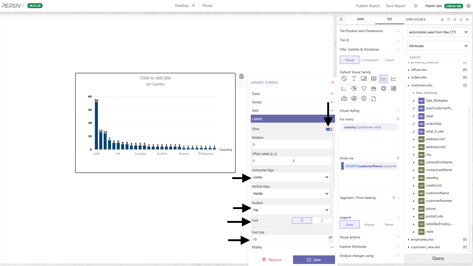 Adding and styling data labels