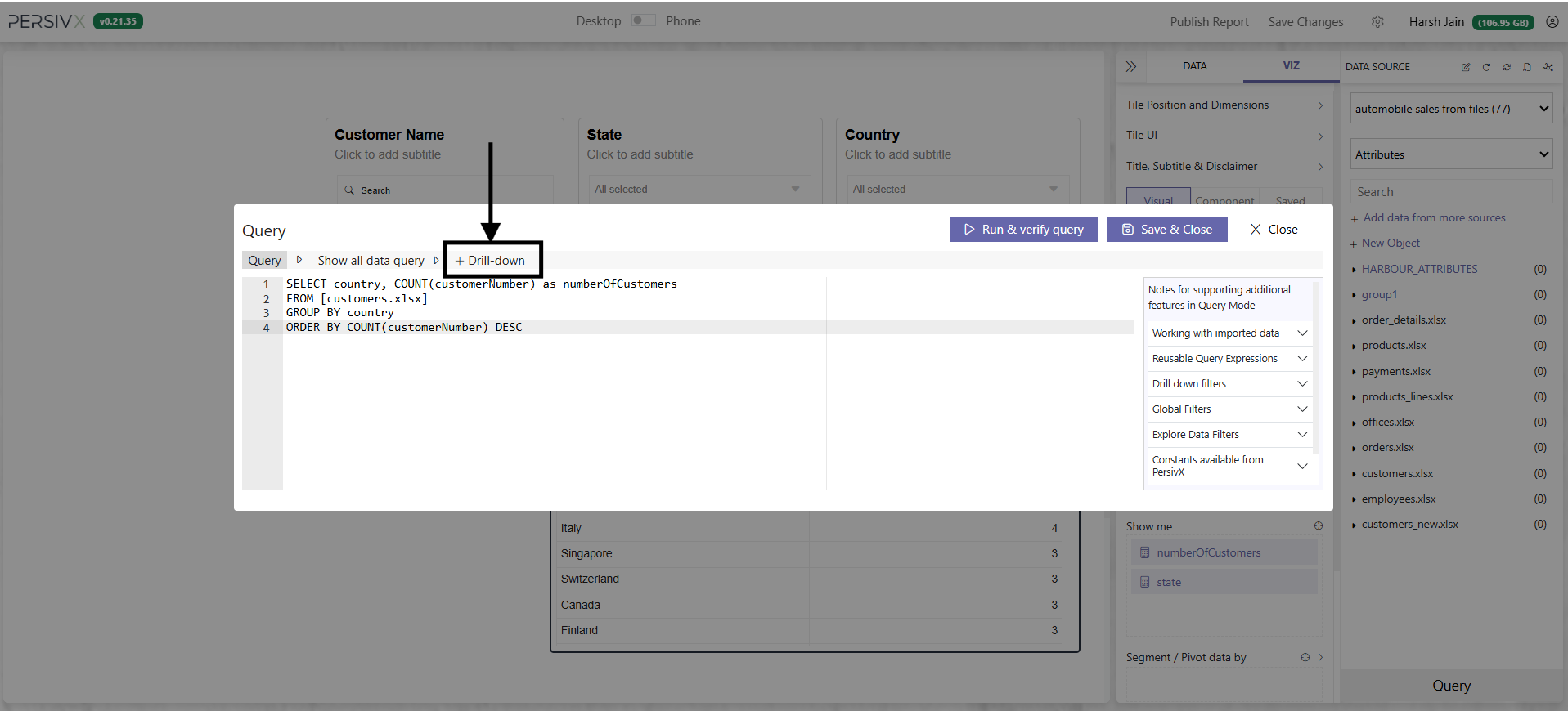 Adding a drilldown query