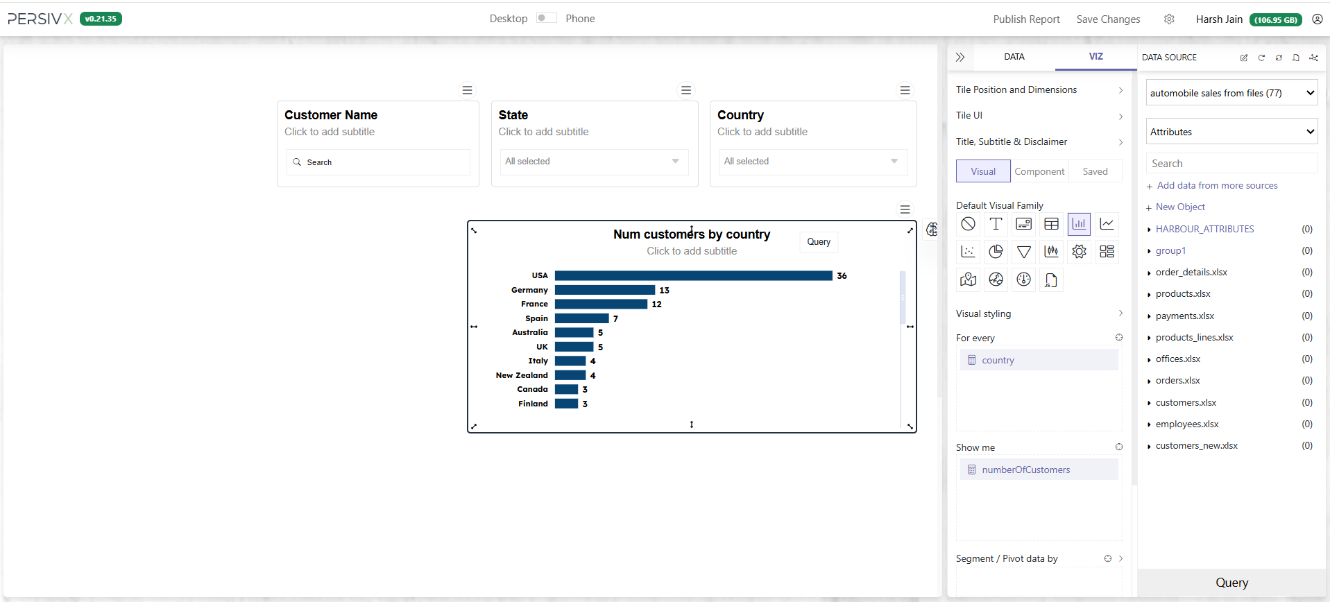 Three filter components on one report