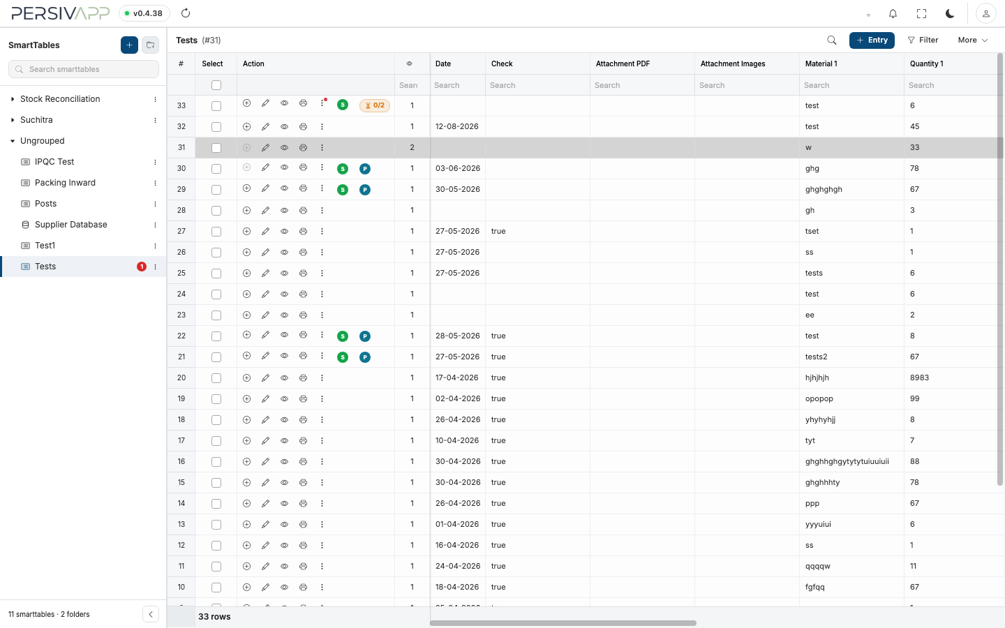 PersivApps Entries Page
