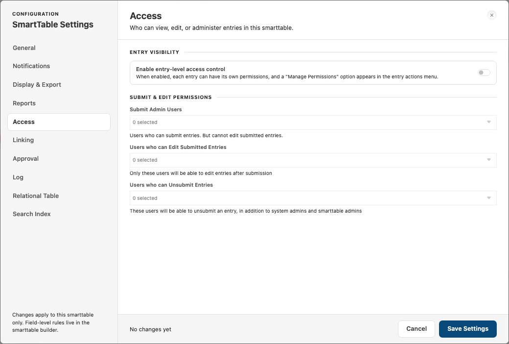 Access tab