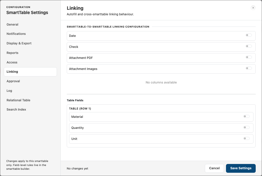 Linking tab